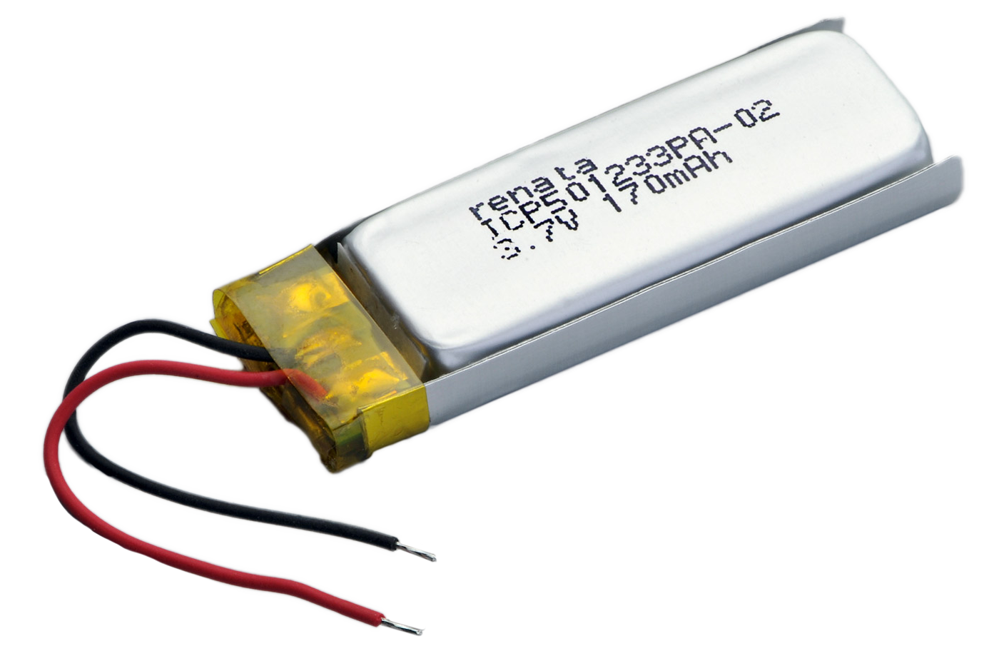 Renata 100689, LiPo Akku ICP501233PA-02 mit 2 Kabeln AWG 30, 175mAh