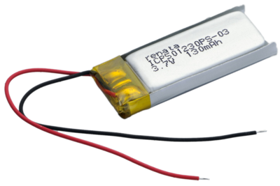 Renata 100688, LiPo Akku ICP501230PS-03 mit 2 Kabeln AWG 30, 135mAh